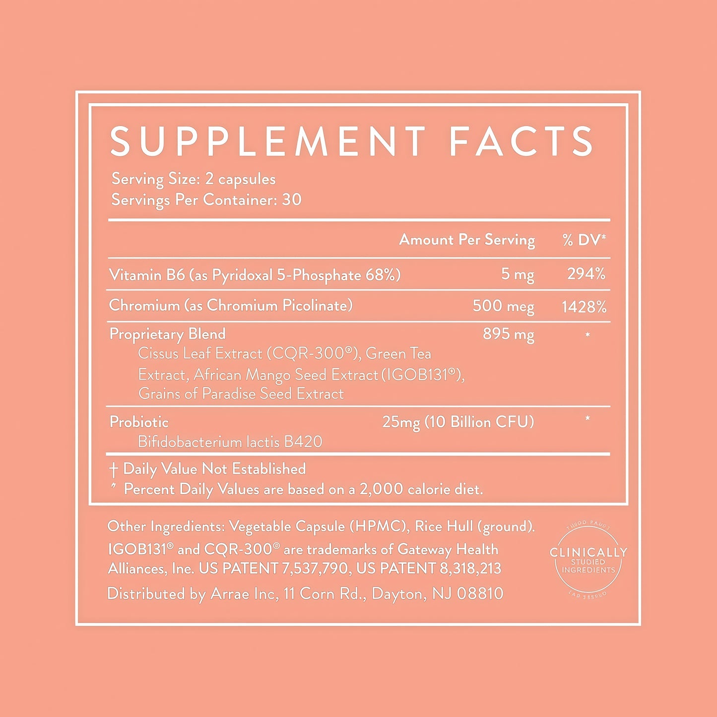 Arrae MB-1, Natural Dietary Supplement, Control Appetite, Increase Energy, Support Healthy Metabolism, 60 Capsules