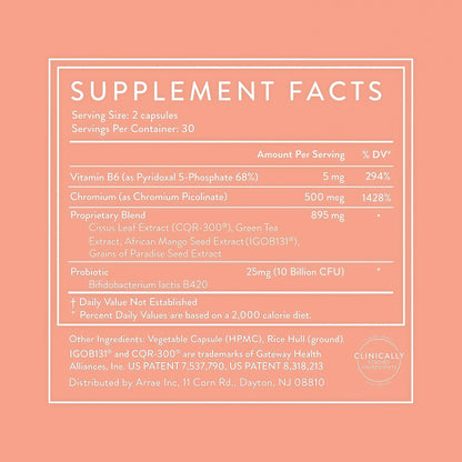 Arrae MB-1, Natural Dietary Supplement, Control Appetite, Increase Energy, Support Healthy Metabolism, 60 Capsules